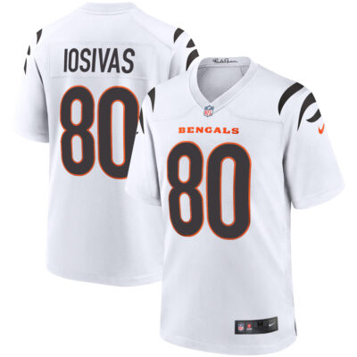 Andrei Iosivas Cincinnati Bengals White Road Game Jersey - All Stitched