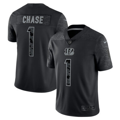 Ja'Marr Chase Cincinnati Bengals Black RFLCTV Limited Jersey - All Stitched