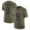 Joe Burrow Cincinnati Bengals Olive 2019 Salute To Service Jersey - All Stitched