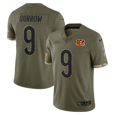 Joe Burrow Cincinnati Bengals Olive 2019 Salute To Service Jersey - All Stitched