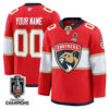 Custom Florida Panthers Stanley Cup Champions Red Home Jersey - All Stitched