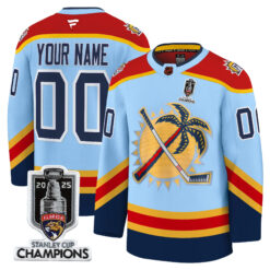 Custom Florida Panthers Stanley Cup Champions Light Blue Special Edition 2.0 Jersey - All Stitched
