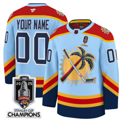 Custom Florida Panthers Stanley Cup Champions Light Blue Special Edition 2.0 Jersey - All Stitched