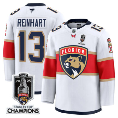 Sam Reinhart Florida Panthers Stanley Cup Champions White Away Jersey - All Stitched