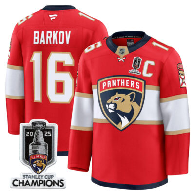 Aleksander Barkov Florida Panthers Stanley Cup Champions Red Home Jersey - All Stitched