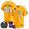 Custom LSU Tigers Baseball Gold 2025 College World Series Bound Jersey - All Stitched