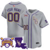 Custom LSU Tigers Baseball Grey 2025 College World Series Champions Jersey - All Stitched