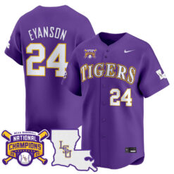 Anthony Eyanson LSU Tigers Baseball Purple 2025 College World Series Champions Jersey - All Stitched