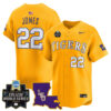 Jared Jones LSU Tigers Baseball Gold 2025 College World Series Bound Jersey - All Stitched