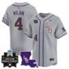 Steven Milam LSU Tigers Baseball Grey 2025 College World Series Bound Jersey - All Stitched