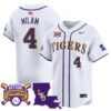 Steven Milam LSU Tigers Baseball White 2025 College World Series Champions Jersey - All Stitched