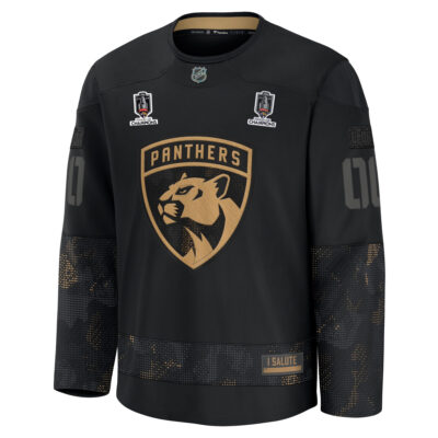 Alternative view of Custom Florida Panthers Stanley Cup Back 2 Back Champions Black 2024 Military Appreciation Jersey - All Stitched