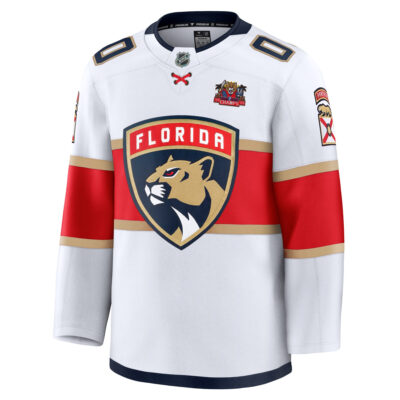 Alternative view of Custom Florida Panthers Stanley Cup Back 2 Back Champions White Away Jersey - All Stitched