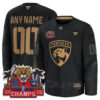 Custom Florida Panthers Stanley Cup Back 2 Back Champions Black 2024 Military Appreciation Jersey - All Stitched