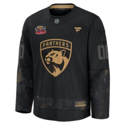 Alternative view of Custom Florida Panthers Stanley Cup Back 2 Back Champions Black 2024 Military Appreciation Jersey - All Stitched