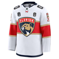 Alternative view of Custom Florida Panthers Stanley Cup Back 2 Back Champions White Away Jersey - All Stitched