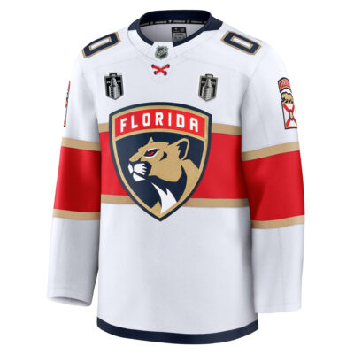 Alternative view of Custom Florida Panthers Stanley Cup Back 2 Back Champions White Away Jersey - All Stitched