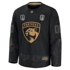 Alternative view of Custom Florida Panthers Stanley Cup Back 2 Back Champions Black 2024 Military Appreciation Jersey - All Stitched