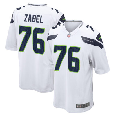 Grey Zabel Seattle Seahawks White Away Game Jersey - All Stitched