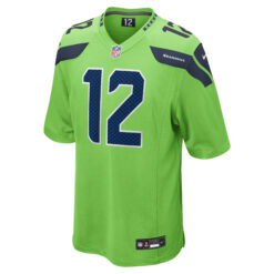 Alternative view of 12th Fan Seattle Seahawks Neon Green Alternate Game Jersey - All Stitched
