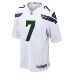 Alternative view of Geno Smith Seattle Seahawks White Away Game Jersey - All Stitched