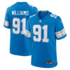 Tyleik Williams Detroit Lions Blue Home Game Jersey - All Stitched