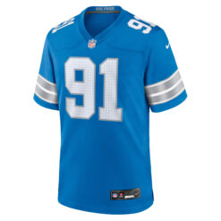 Alternative view of Tyleik Williams Detroit Lions Blue Home Game Jersey - All Stitched