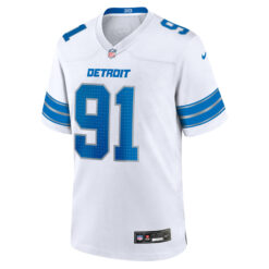 Alternative view of Tyleik Williams Detroit Lions White Away Game Jersey - All Stitched