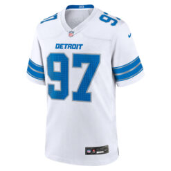 Alternative view of Aidan Hutchinson Detroit Lions White Away Game Jersey - All Stitched