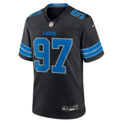 Alternative view of Aidan Hutchinson Detroit Lions Black Alternate Game Jersey - All Stitched