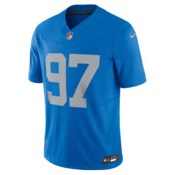 Alternative view of Aidan Hutchinson Detroit Lions Blue Throwback Vapor F.U.S.E Limited Jersey - All Stitched