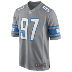 Alternative view of Aidan Hutchinson Detroit Lions Grey Alternate Game Jersey - All Stitched