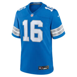 Alternative view of Jared Goff Detroit Lions Blue Home Game Jersey - All Stitched