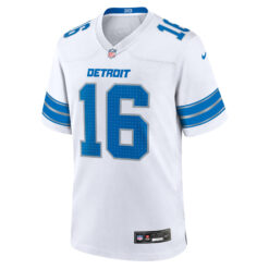 Alternative view of Jared Goff Detroit Lions White Away Game Jersey - All Stitched
