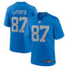 Sam LaPorta Detroit Lions Blue Throwback Game Jersey - All Stitched
