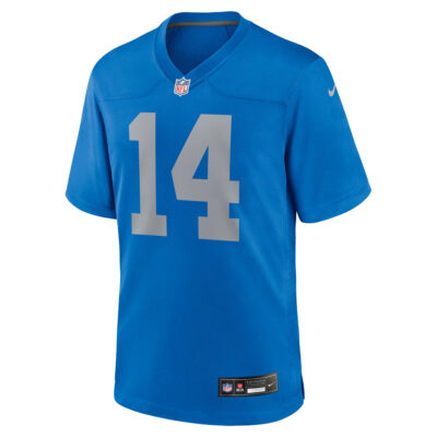 Alternative view of Amon Ra St Brown Detroit Lions Blue Throwback Game Jersey - All Stitched