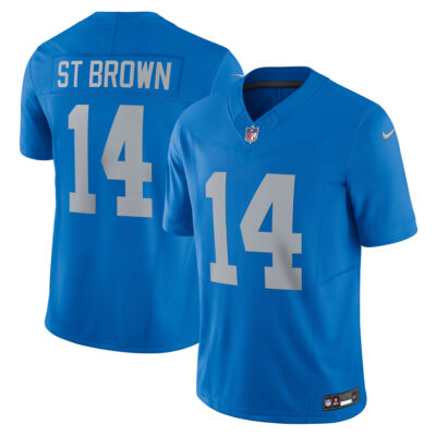 Amon Ra St Brown Detroit Lions Blue Throwback Vapor F.U.S.E Limited Jersey - All Stitched