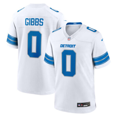 Jahmyr Gibbs Detroit Lions White Away Game Jersey - All Stitched