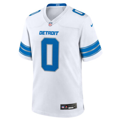 Alternative view of Jahmyr Gibbs Detroit Lions White Away Game Jersey - All Stitched