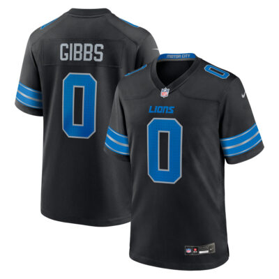 Jahmyr Gibbs Detroit Lions Black Alternate Game Jersey - All Stitched