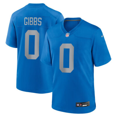 Jahmyr Gibbs Detroit Lions Blue Throwback Game Jersey - All Stitched