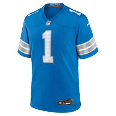 Alternative view of Jameson Williams Detroit Lions Blue Home Game Jersey - All Stitched