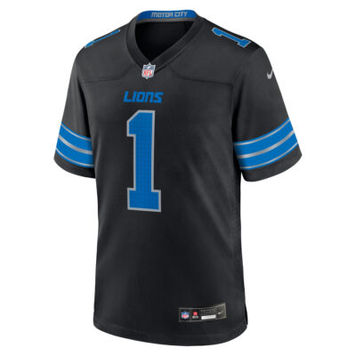 Alternative view of Jameson Williams Detroit Lions Black Alternate Game Jersey - All Stitched
