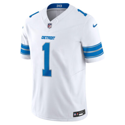 Alternative view of Jameson Williams Detroit Lions White Away Vapor F.U.S.E Limited Jersey - All Stitched