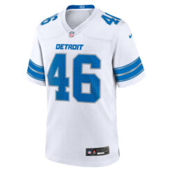 Alternative view of Jack Campbell Detroit Lions White Away Game Jersey - All Stitched
