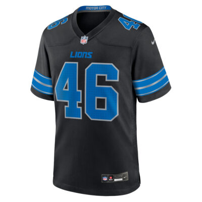 Alternative view of Jack Campbell Detroit Lions Black Alternate Game Jersey - All Stitched