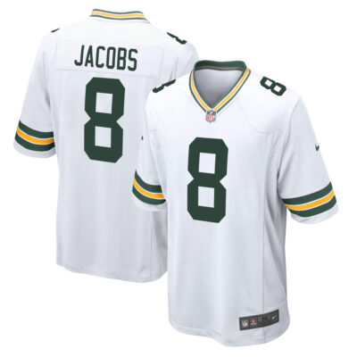 Josh Jacobs Green Bay Packers White Road Game Jersey - All Stitched