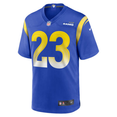 Alternative view of Kyren Williams Los Angeles Rams Royal Blue Home Game Jersey - All Stitched
