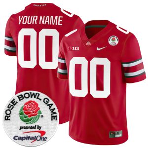 Custom Ohio State Buckeyes Football Scarlet Game Jersey w/ Rose Bowl Patch - All Stitched