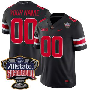 Custom Ohio State Buckeyes Football Black Game Jersey w/ Allstate Sugar Bowl Patch - All Stitched